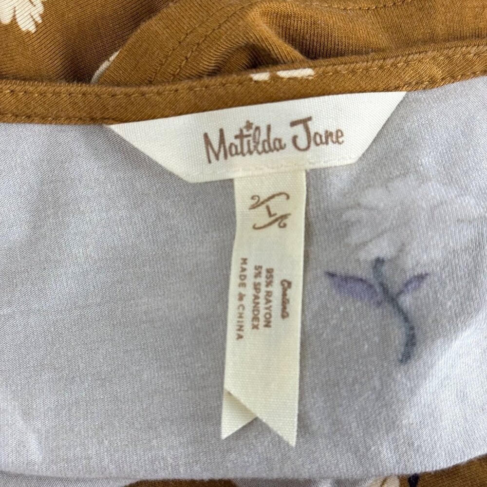Matilda Jane Up In Front Romper Mustard Yellow White Daisy Belted Size Lrg EUC - Picture 8 of 9